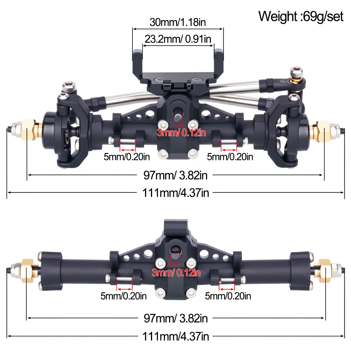 Plastic SCX24 Front Rear Axle  - Rc Crawler Axle Parts recension och pris